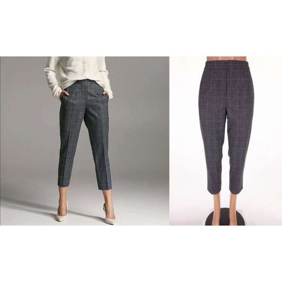 BABATON Pants - ARITZIA BABATON 12 Conan Wool Cashmere Cropped Pant in Charcoal Check Atelier